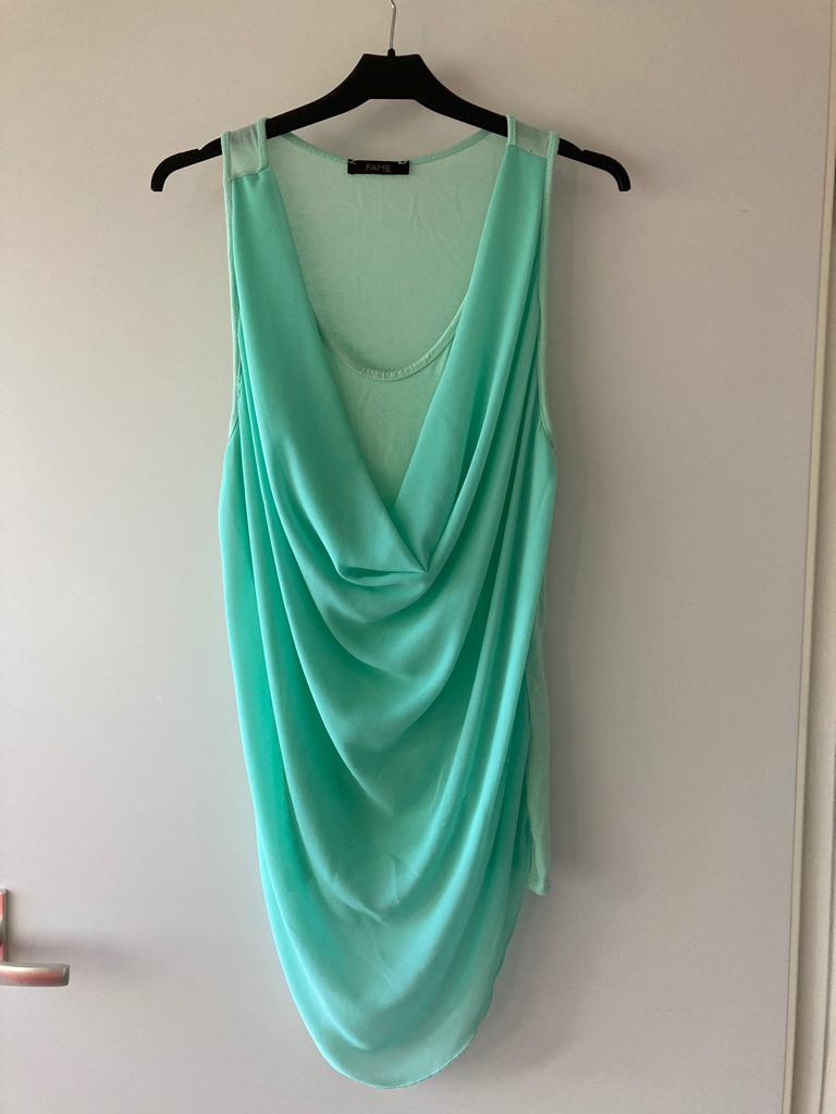 mouwloos shirt / top met waterval - mintgroen maat M, Maat 38/40 (M), Fame, Ophalen of Verzenden, Zonder mouw