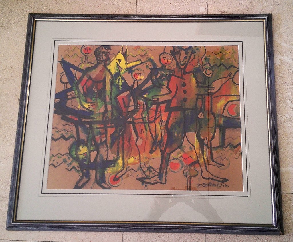 Figuren - 1960 - gesigneerd Van Broekman, Portret of Personen, Overige technieken, Impressionistisch, Ophalen of Verzenden
