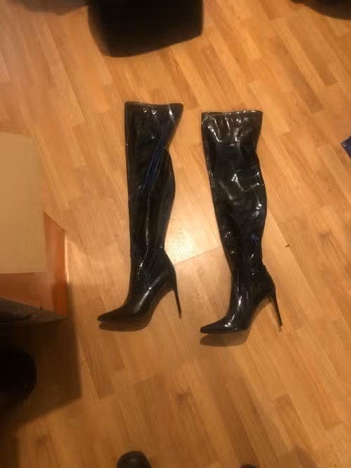 Zwarte lak overknee laarzen met hoge hak Steve Madden, Hoge laarzen, Zwart, Steve Madden, Ophalen of Verzenden