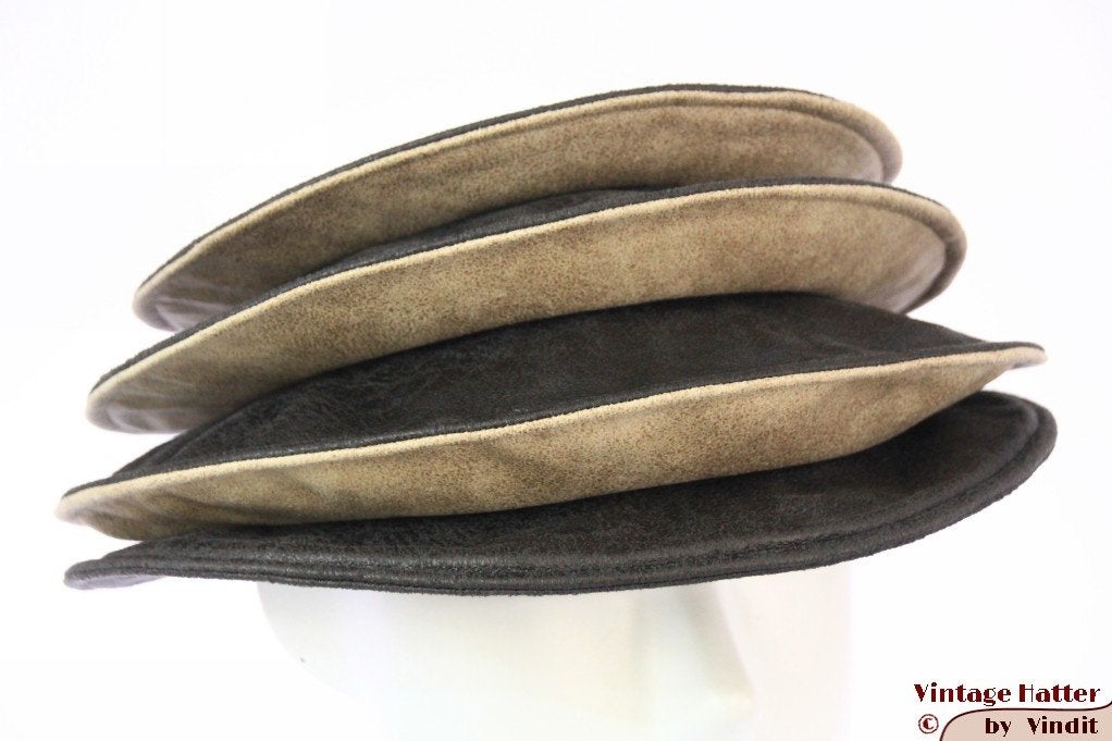 Dames Pagode hoed The Madhatter zwartgrijs beige 54-57 nieuw