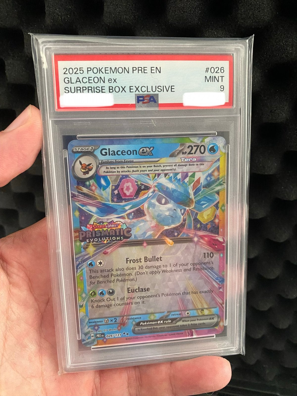 Glaceon ex Pokémon kaart PSA 9 Mint - Surprise Box Exclusive, Ophalen of Verzenden, Zo goed als nieuw, Losse kaart