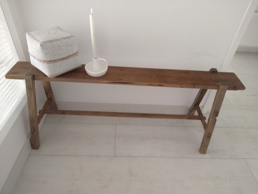 Zadelbankje oud hout, Huis en Inrichting, Ophalen, Gebruikt, Bruin, Hout