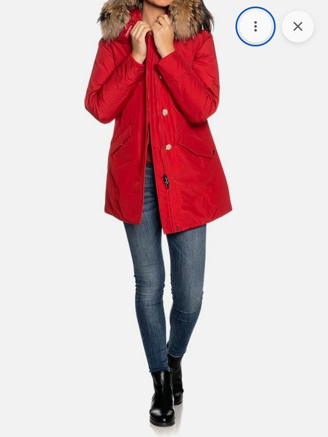 Zo goed als nieuwe rode Woolrich jas, Maat 38/40 (M), Ophalen of Verzenden, Zo goed als nieuw, Woolrich