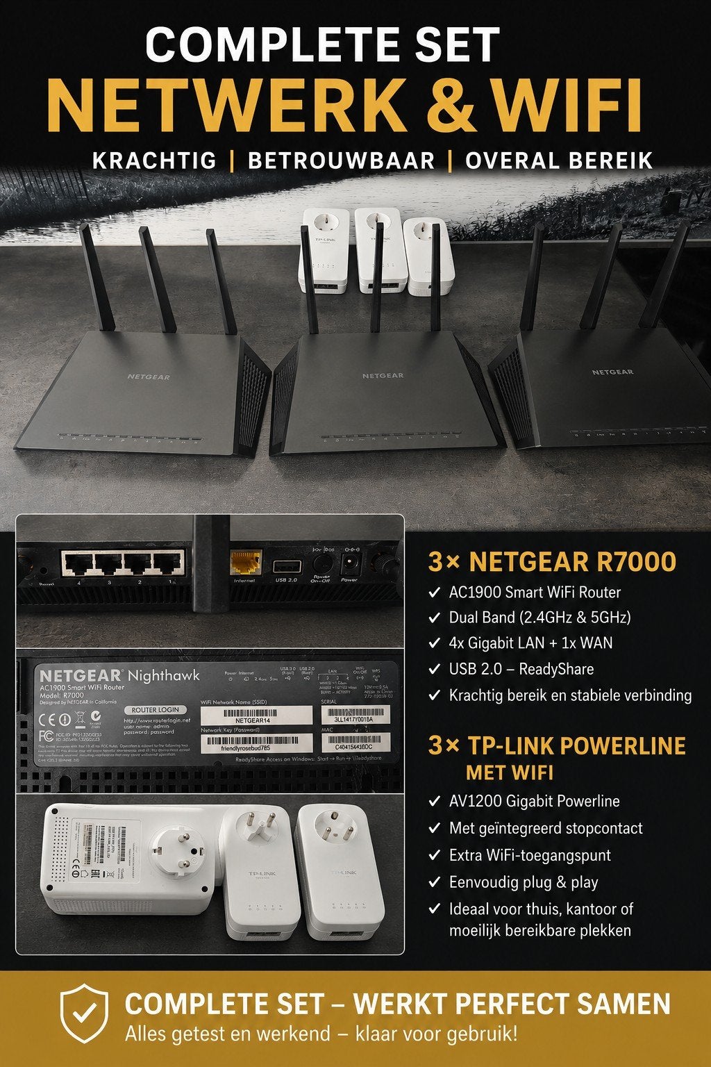 3x Tp link powerline adaptors met 3x Netgear r7000 routers, Ophalen of Verzenden