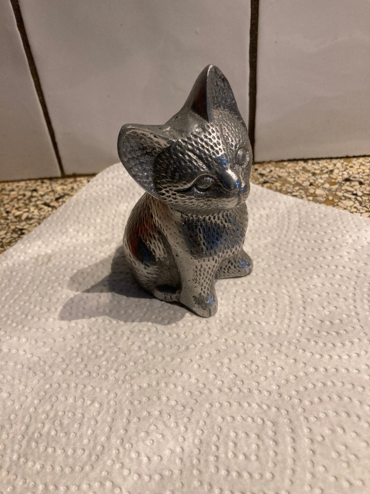 Metalen beeld poes, Ophalen of Verzenden, Zo goed als nieuw, Dier