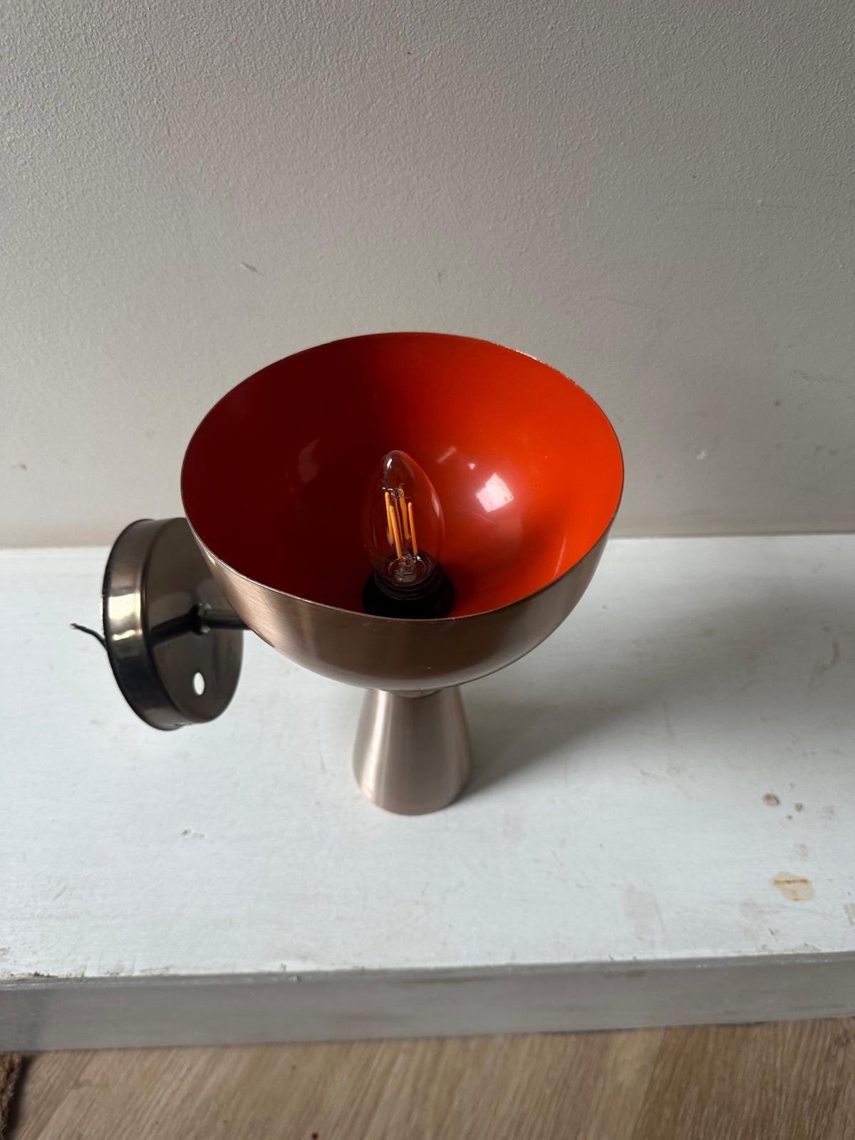 Vintage Herda Diabolo wandlamp – Space Age jaren 70 – oranje, Gebruikt, Indirect licht, E14 (klein), Meerkleurig