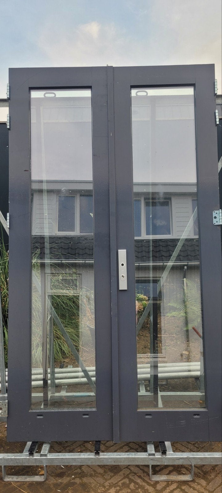 Hardhouten openslaande tuindeuren / dubbele deuren, Doe-het-zelf en Verbouw, Ophalen, Gebruikt, Buitendeur, Glas