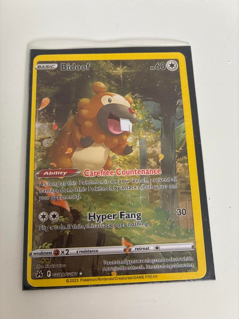 Pokémon Kaart: Bidoof GG29/GG70 (Zeldzaam), Verzenden, Zo goed als nieuw, Losse kaart