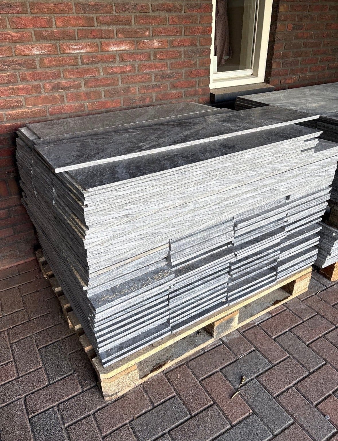 Natuurstenen Vloertegels voor Binnen ca 50m2 - Grijs/Zwart, Ophalen, 60 cm of meer, Gebruikt, Graniet