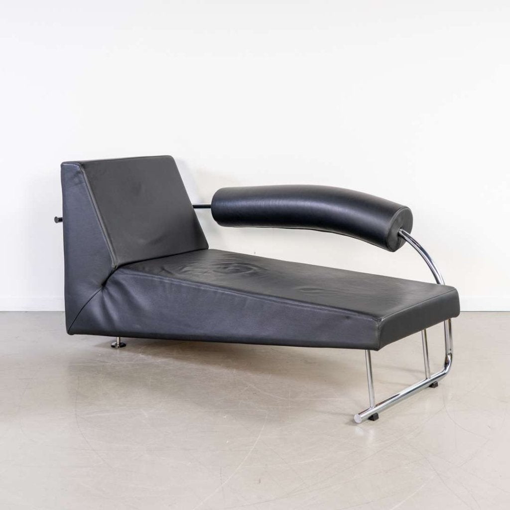 1x Gispen Karel Doornman Chaise Longue Leer – Chroom, Niet ingevuld, Niet ingevuld, Leer, Ophalen of Verzenden