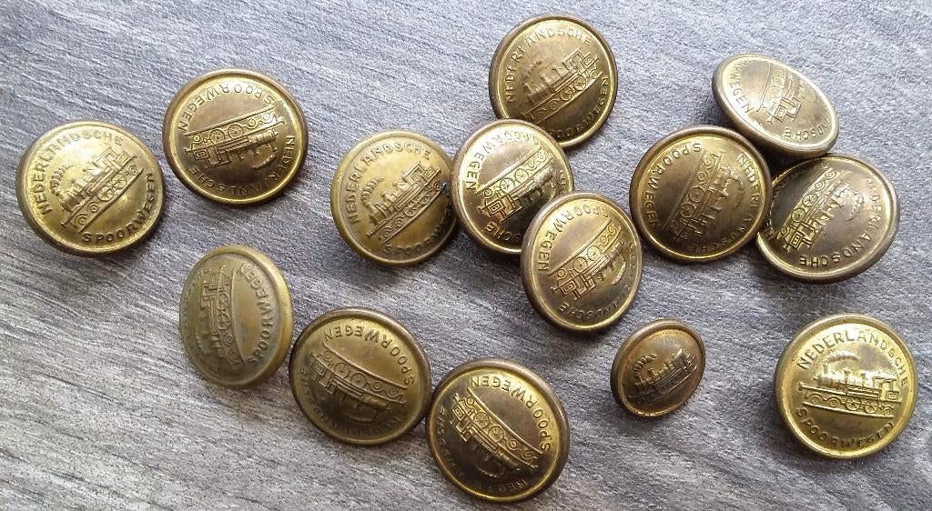 Omstreeks 1925 Nederlandse Spoorwegen Uniform Knoop Knopen, Nvt., Trein, Gebruikt, Overige typen
