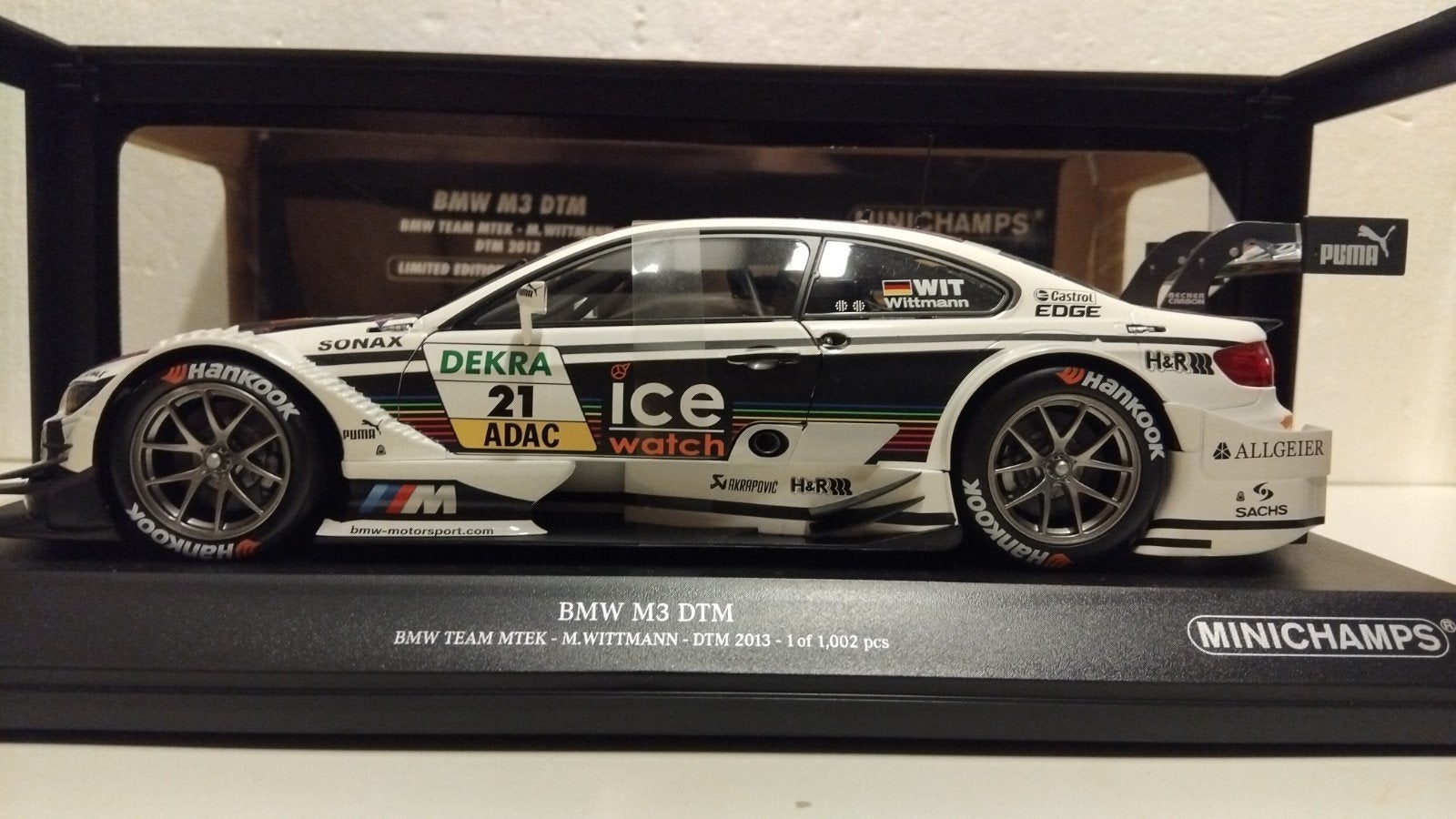 BMW M-3 DTM ICE MTek 2013 Limited Minichamps 1:18 KRD, Ophalen of Verzenden, Zo goed als nieuw, Auto, MiniChamps