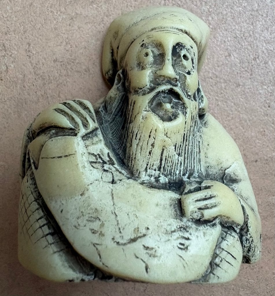 Vintage netsuke, man met muts, Antiek en Kunst, Beige, Ophalen of Verzenden, Netsuke, Japan