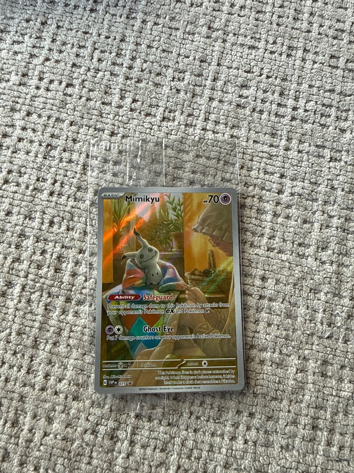 Mimikyu Pokémon kaart - Basic - 70 HP - Ghost Eye, Ophalen of Verzenden, Zo goed als nieuw, Losse kaart