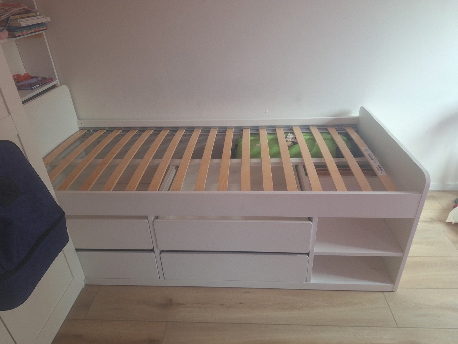 IKEA SLÄKT Bedframe met opberger en lattenbodem, Ophalen, 85 tot 100 cm, Gebruikt, Lattenbodem