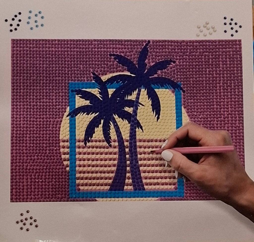 Diamond Painting Palmbomen - Nieuw in Verpakking, Hobby en Vrije tijd, Zee en Strand, O, O, Diamond painting