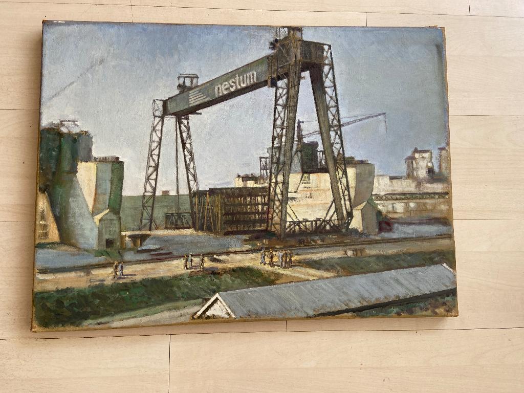 De Nestum Kraan, olieverfschilderij uit 1963, Antiek en Kunst, Ophalen of Verzenden