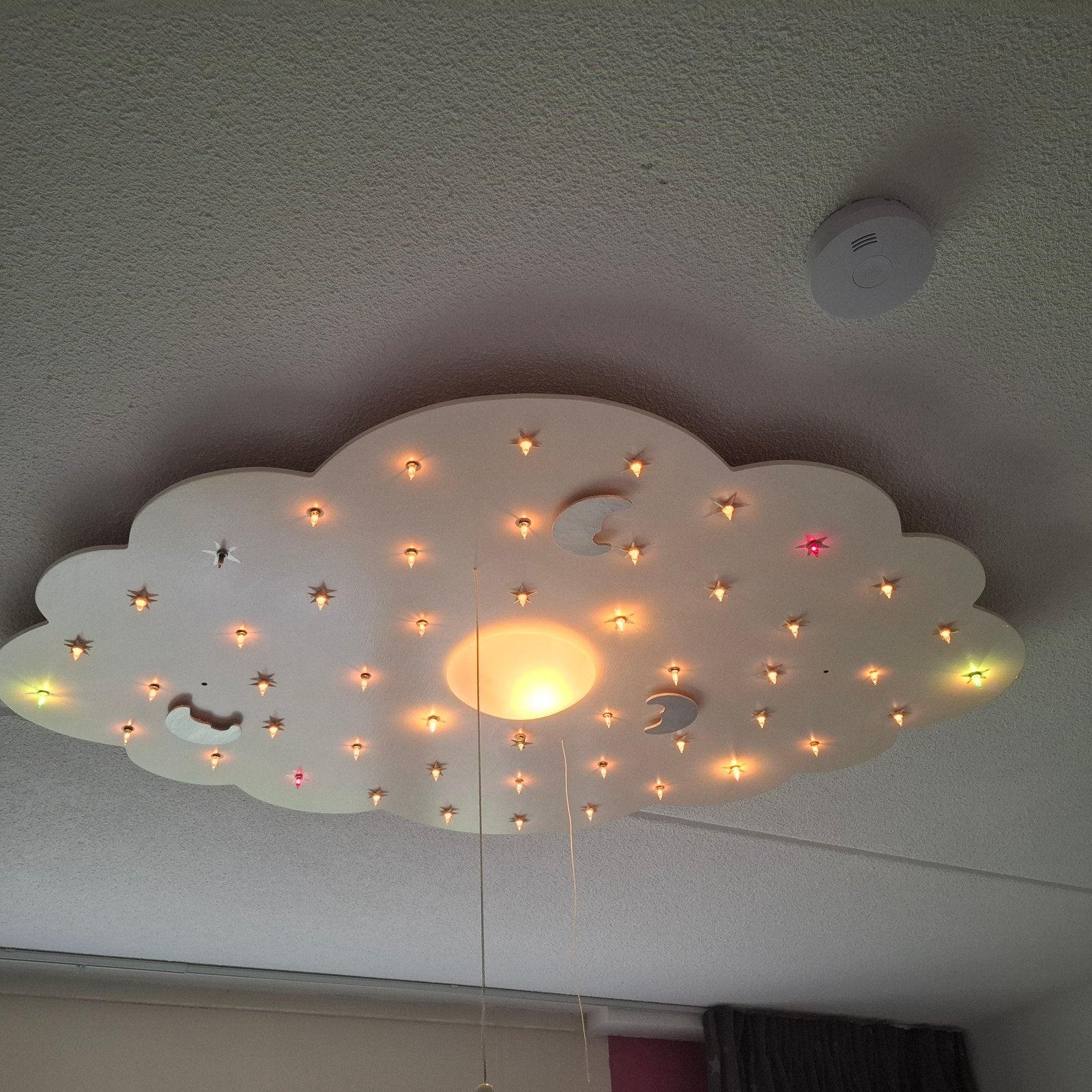 Wolk lamp met muziek en sterrenhemel voor kinderkamer, Wit, Ophalen, Gebruikt, Lamp