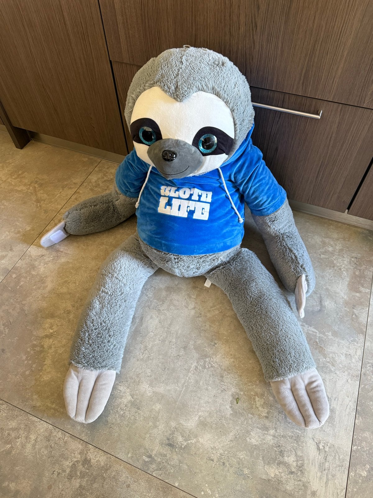 Grote luiaard knuffel - Meer dan 100 cm - Zo goed als nieuw, Overige typen, Grijs, Ophalen of Verzenden, Zo goed als nieuw