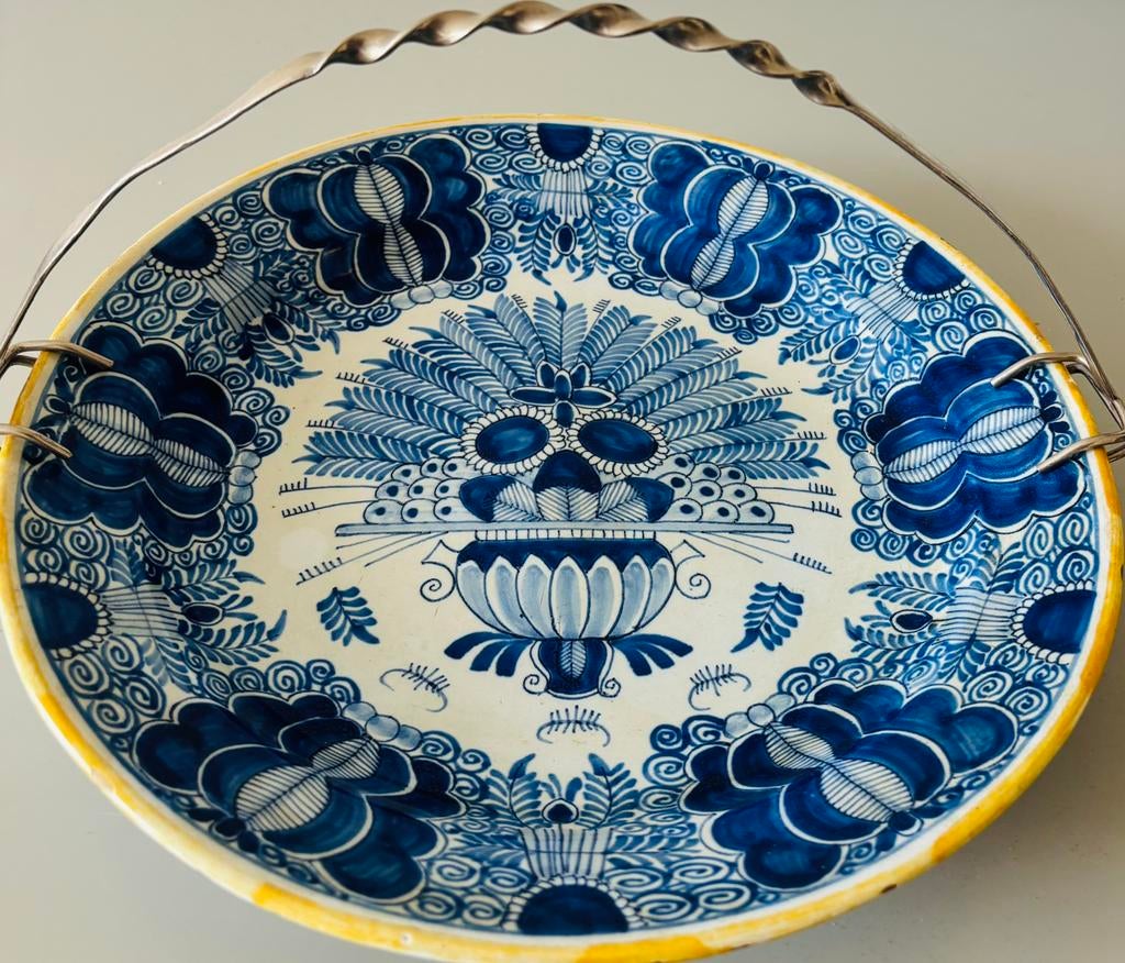 Antiek blauw porselein pauw hengsel schaal, Antiek en Kunst, Ophalen of Verzenden