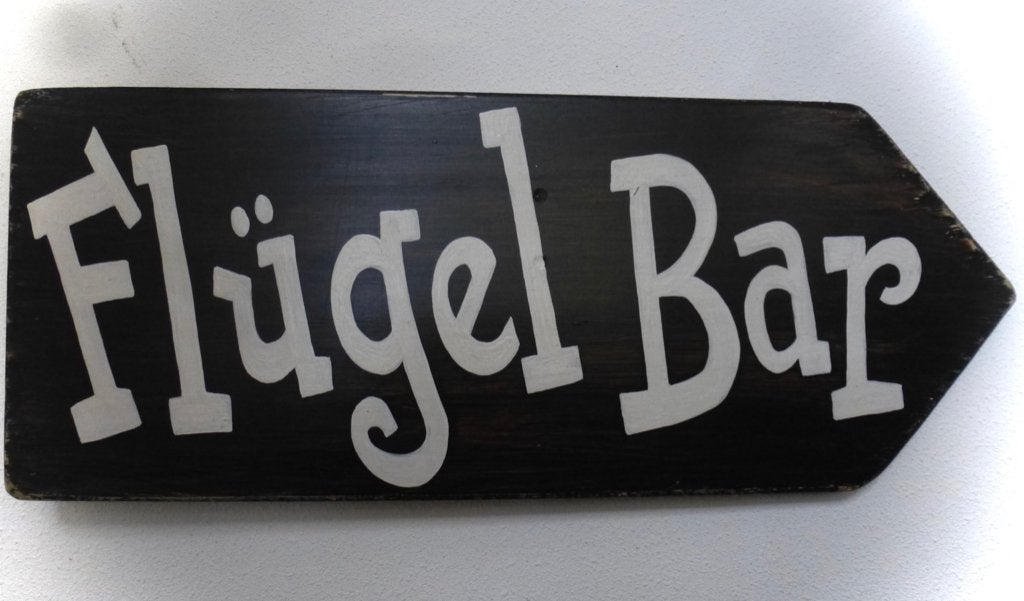 Houten Flügel Bar bord / handgeschilderd / après ski, Zwart, Vintage, Ophalen of Verzenden, B6