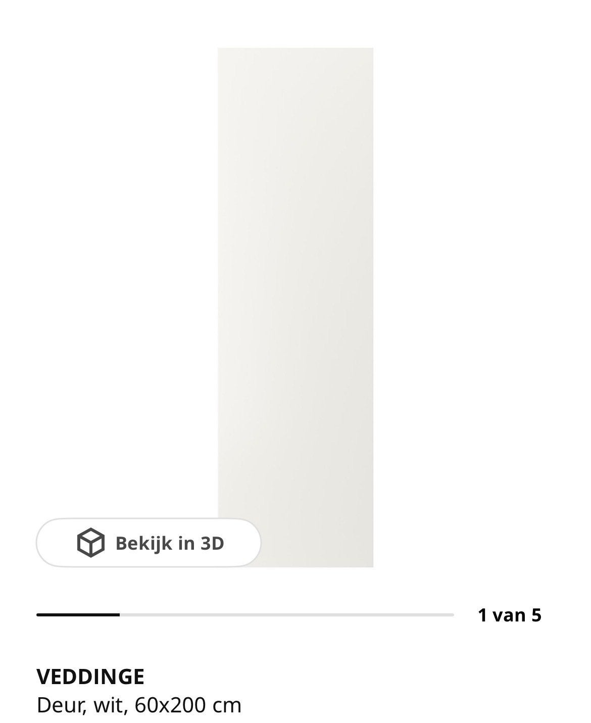 Gezocht! IKEA VEDDINGE deur wit 60x200cm voor METHOD kast, Ophalen, Gebruikt