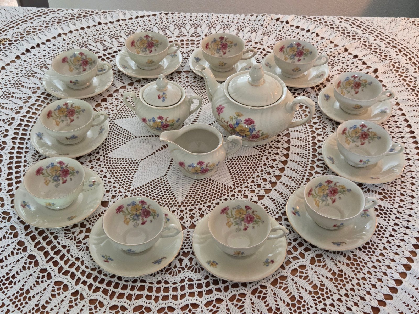 Vintage theeservies porselein Oscar Schaller Bavaria bloem, Ophalen