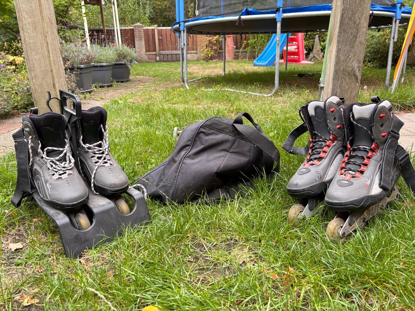 Inline skates met bescherming en tas - Bauer en K2, Ophalen, Gebruikt, Inline skates 4 wielen, Bauer