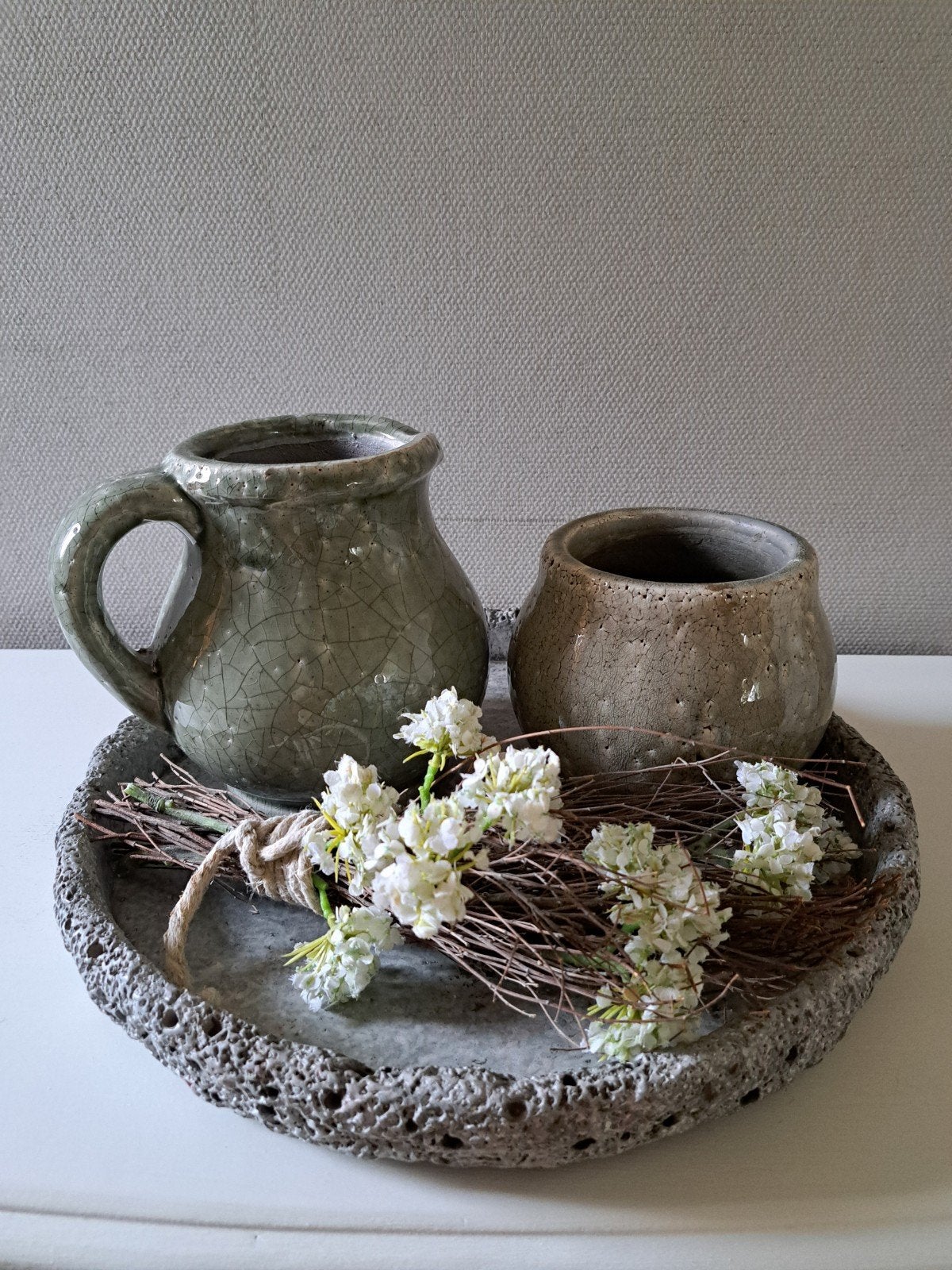 Decoratieve potten en schaal - Vintage/Landelijk, Ophalen, Vintage, Gebruikt, Grijs