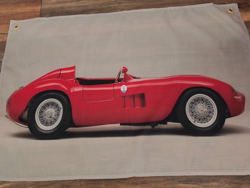 MASERATI PRACHTIGE RETRO BANNER 60X90 BEVESTIGGIGS OGEN, Ophalen of Verzenden, Nieuw