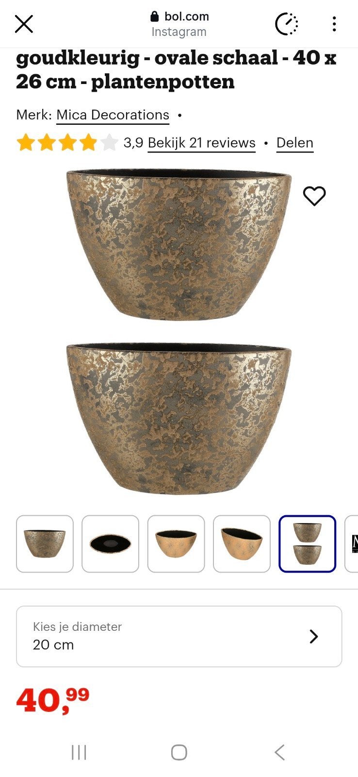 Bloem pot 2x, Ophalen, Rond, Aardewerk, Minder dan 40 cm