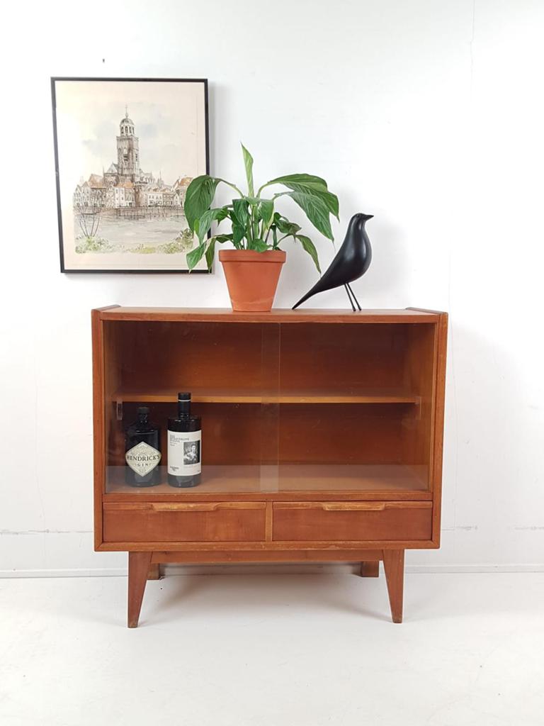 Vintage vitrine kastje | vitrinekast glaze deurtjes, Huis en Inrichting, Kasten | Vitrinekasten, Gebruikt, Glas, ., Vintage