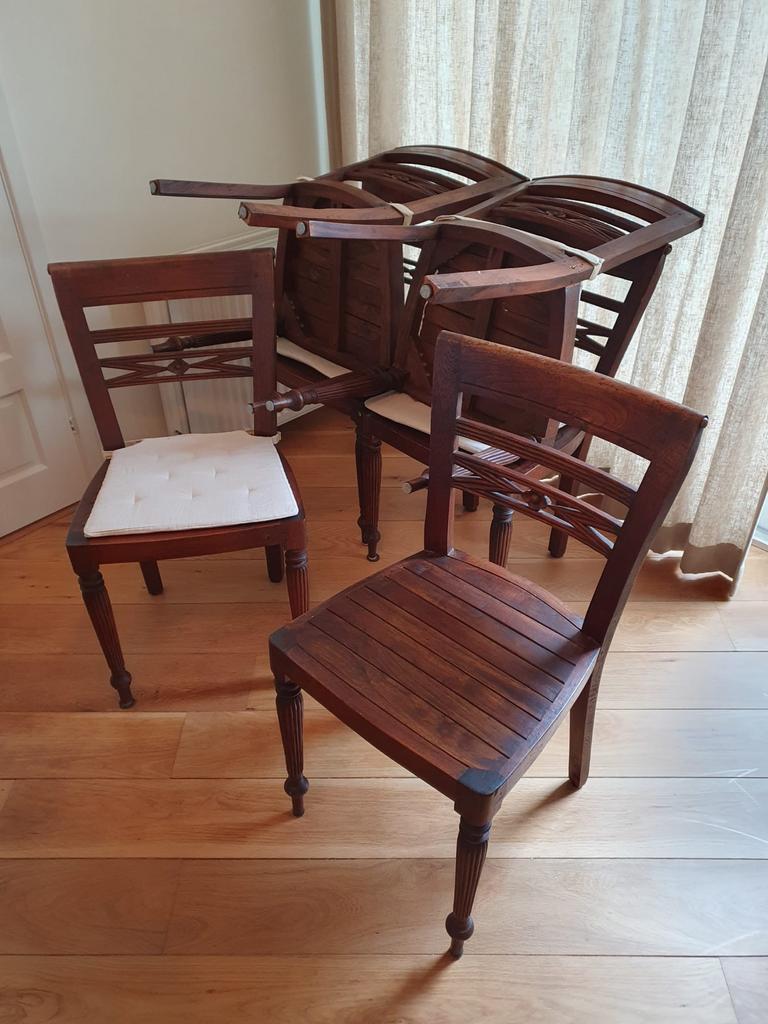 Eettafel met 6 stoelen van goede kwaliteit, Ophalen, Gebruikt, Vijf personen of meer, Overige houtsoorten