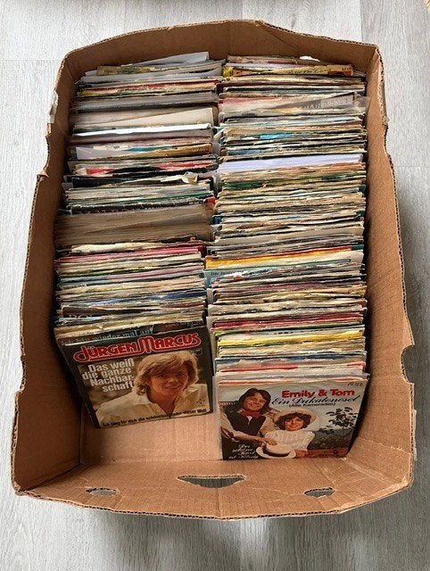 Partij 600 singles waarvan helft Duitstalig, Cd's en Dvd's, Ophalen, Gebruikt, 7 inch, Pop