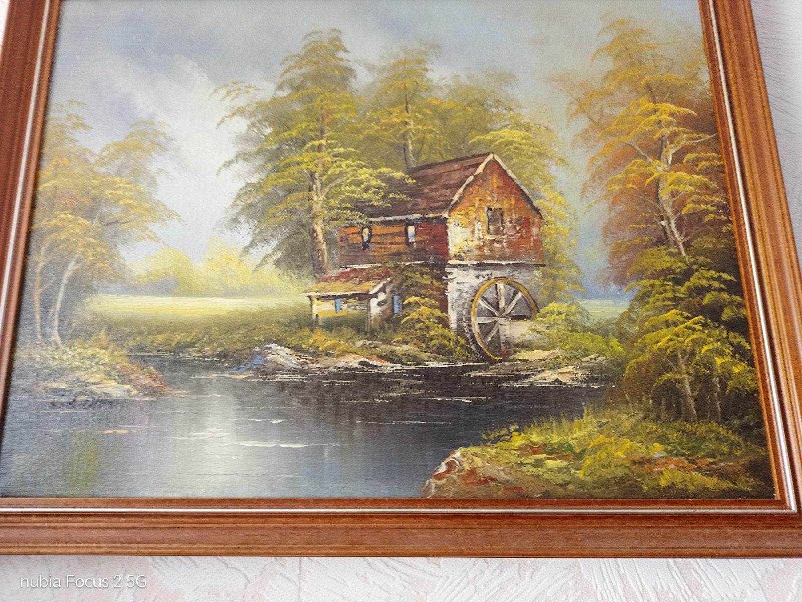 Olieverfschilderij watermolen, gesigneerd K.K. Chen, Ophalen