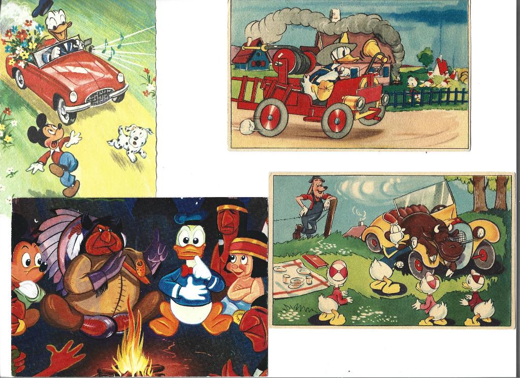 Walt Disney : 4 Oude Walt Disney Ansichtkaarten, Verzamelen, Verzenden, 1940 tot 1960, Kinderen