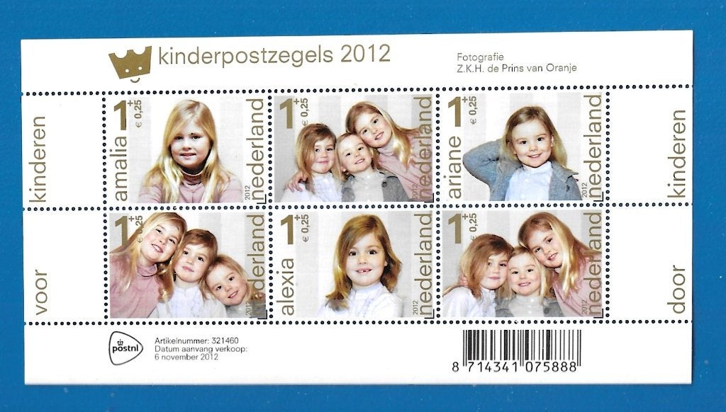 Kinderpostzegels 2012 vel - Prinsesjes NVPH 3001, Postzegels en Munten, Postzegels | Nederland, Verzenden, Na 1940, Postfris