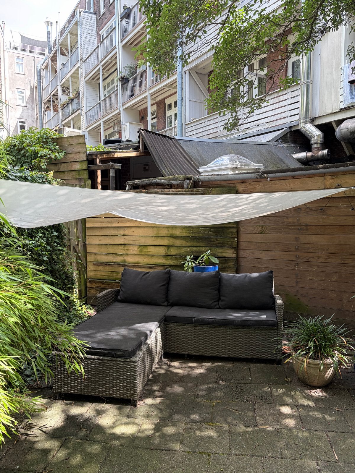Loungeset Ondrup 3-persoons met chaise longue grijs, Ophalen, Gebruikt, 3 zitplaatsen, Loungeset