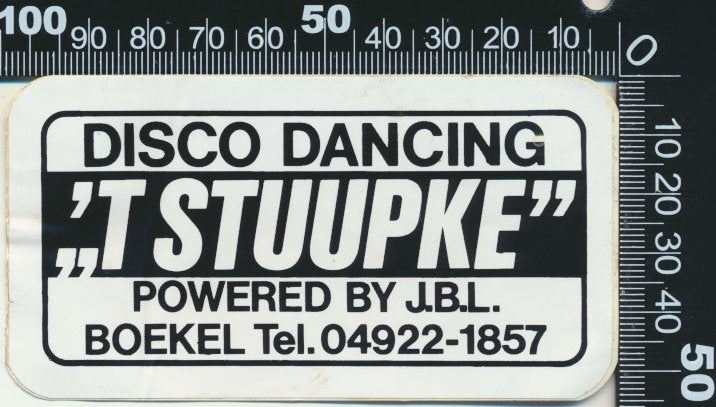 Sticker: Disco Dancing Het Stuupke - Boekel (Zwart), Verzamelen, Stickers, Ophalen of Verzenden, Zo goed als nieuw, Bedrijf of Vereniging