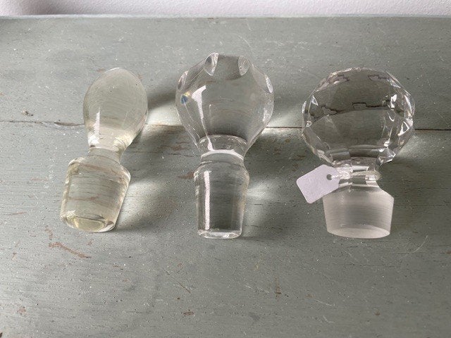 3 x knop van kristal. Flessenstop / glazen stop voor fles., Antiek en Kunst, Ophalen