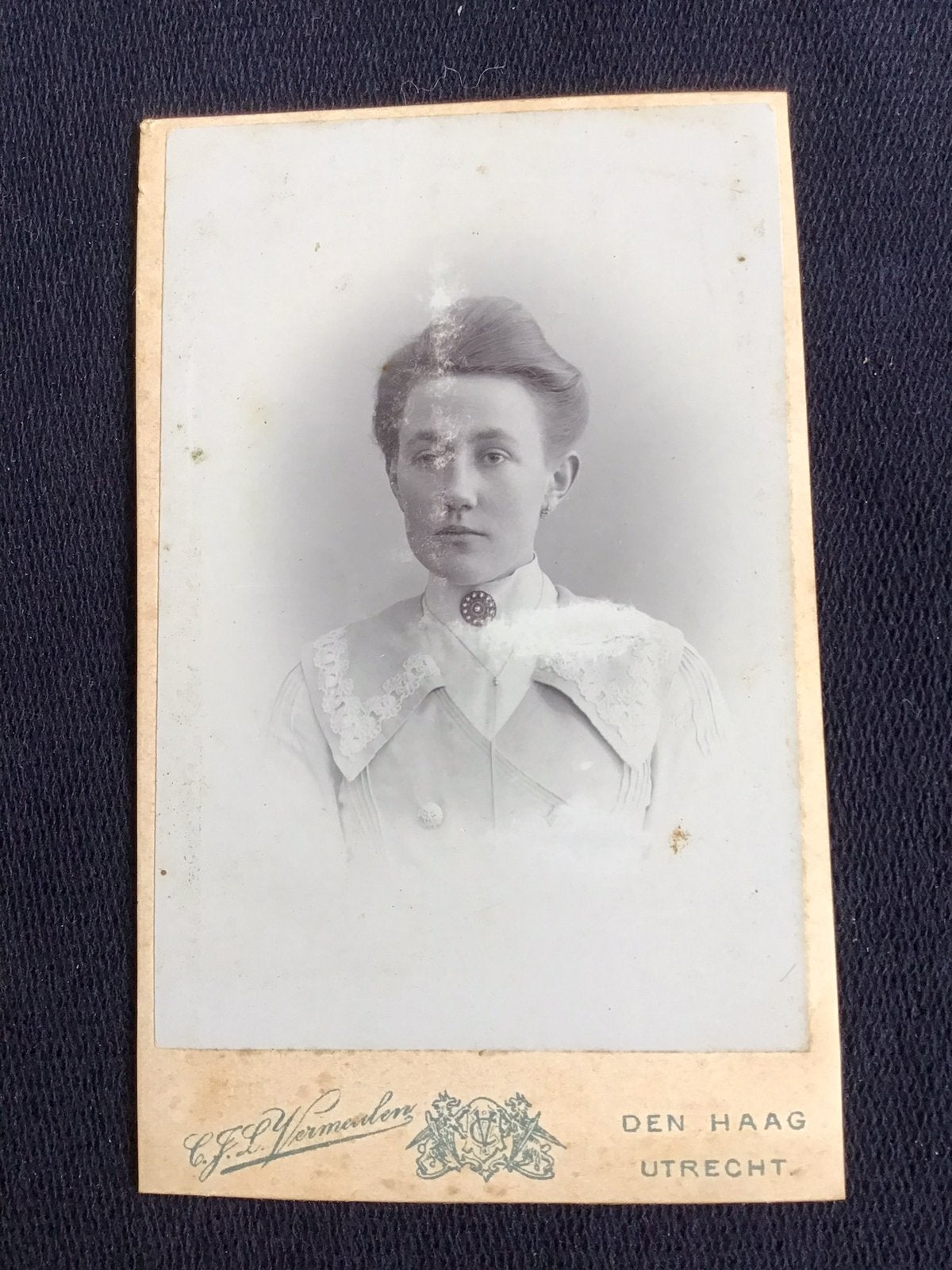 CDV, Vrouw, C.J.L. VERMEULEN, DEN HAAG, Carte de Visite 2, Verzenden, Voor 1940, Gebruikt, Foto