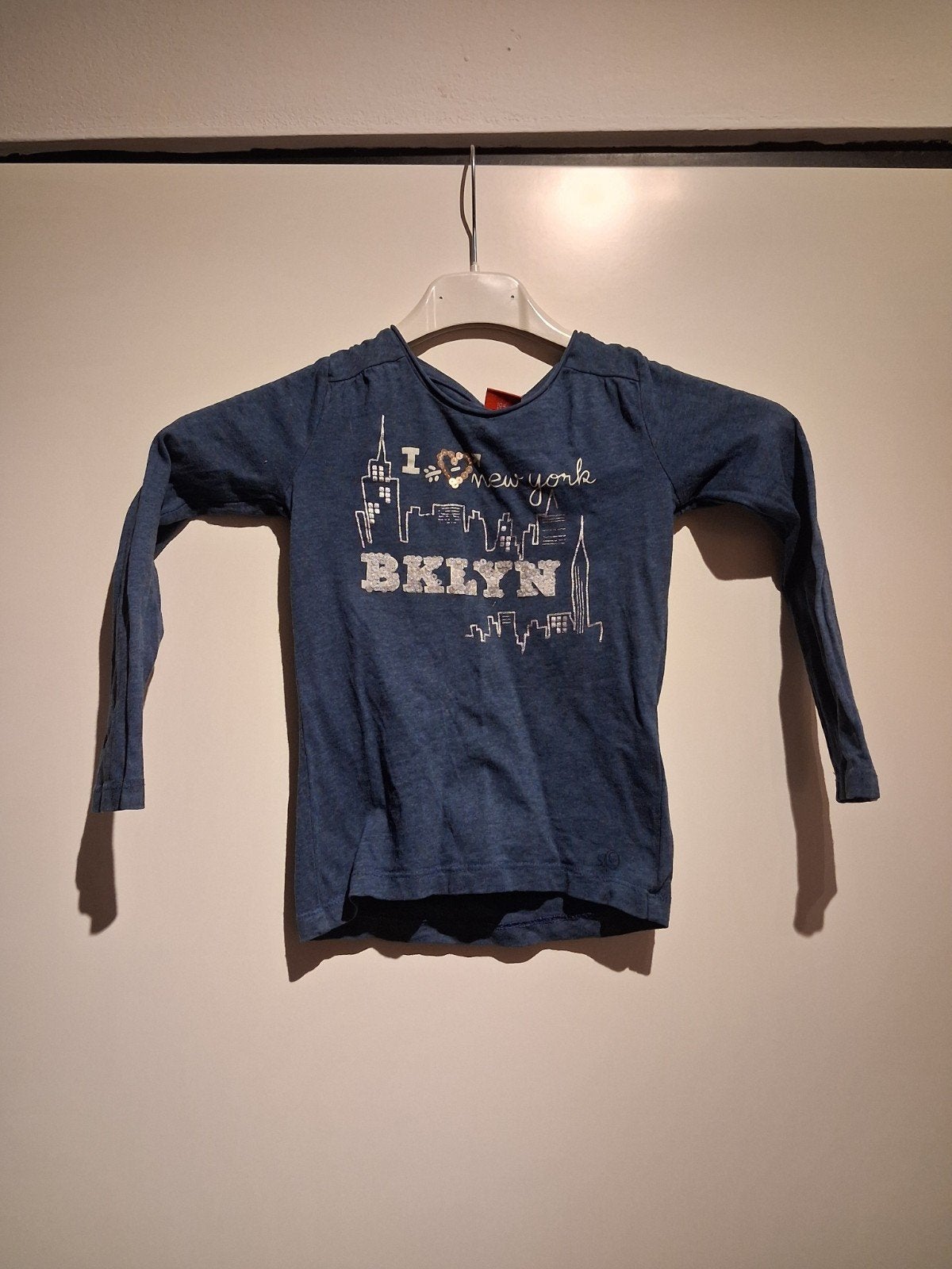 S.Oliver Longsleeve "I love New York BKLYN" - Maat 104/110, Gebruikt, Meisje, Ophalen of Verzenden, Shirt of Longsleeve