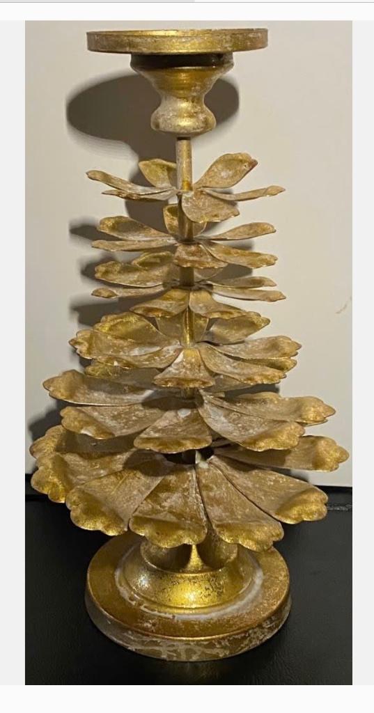 Bijzondere woondecoratie, goudkleurige boom voor kaars, Antiek en Kunst, Curiosa en Brocante, Ophalen of Verzenden