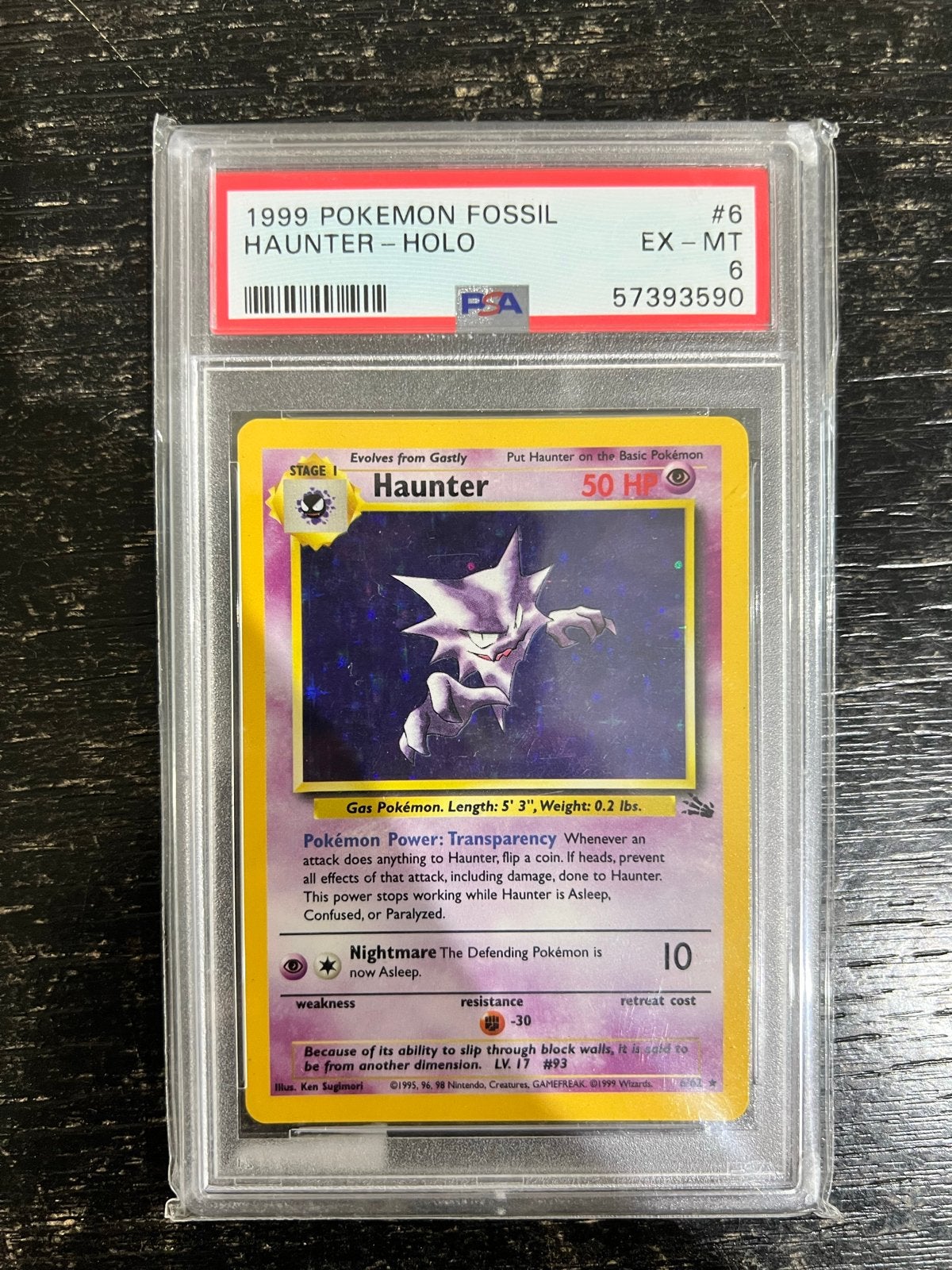 1999 Pokémon Fossil Haunter Holo PSA 6 EX-MT, Hobby en Vrije tijd, Verzamelkaartspellen | Pokémon, Ophalen of Verzenden, Gebruikt