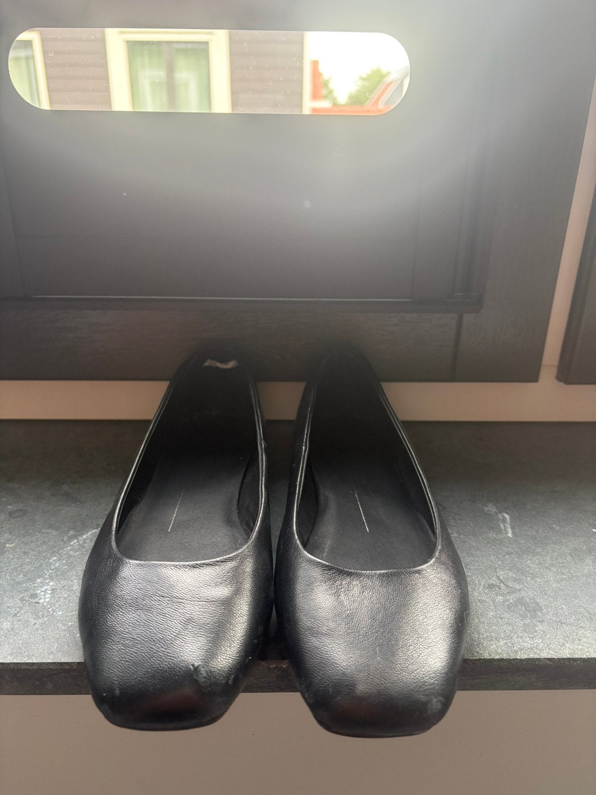 Gedragen stewardess boordschoenen hakjes/ballerina’s, Verzenden, Zwart, Ballerina's, Gedragen
