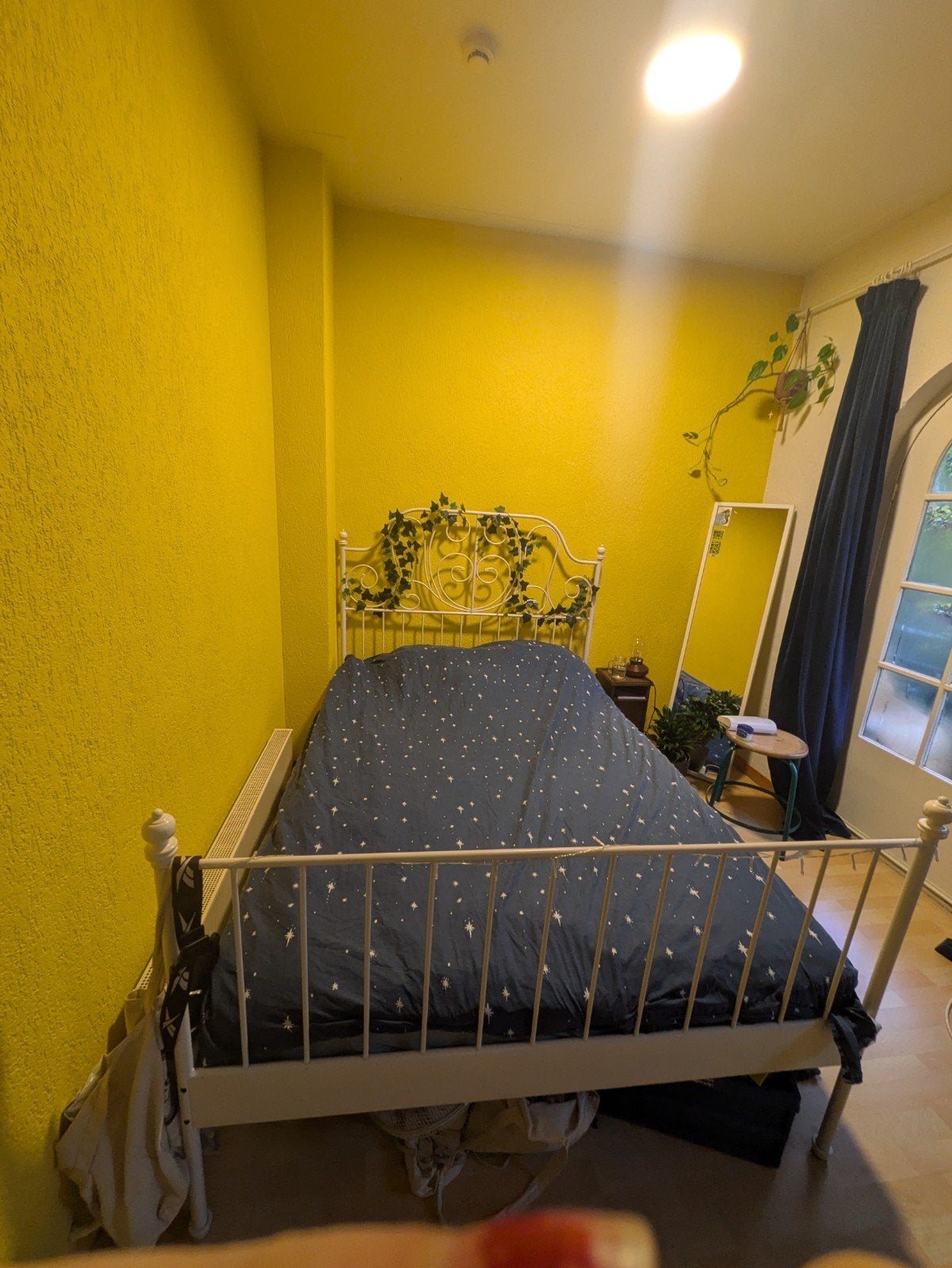 Mooi ikea bed LEIRVIK 140 x 200, Ophalen, Gebruikt, Wit, Tweepersoons