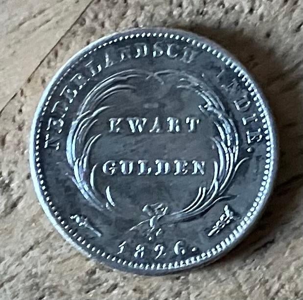 kwart gulden 1826 Nederlands Indië Willem I, Postzegels en Munten, Munten | Nederland, Ophalen, Zilver, 25 cent, Koning Willem I