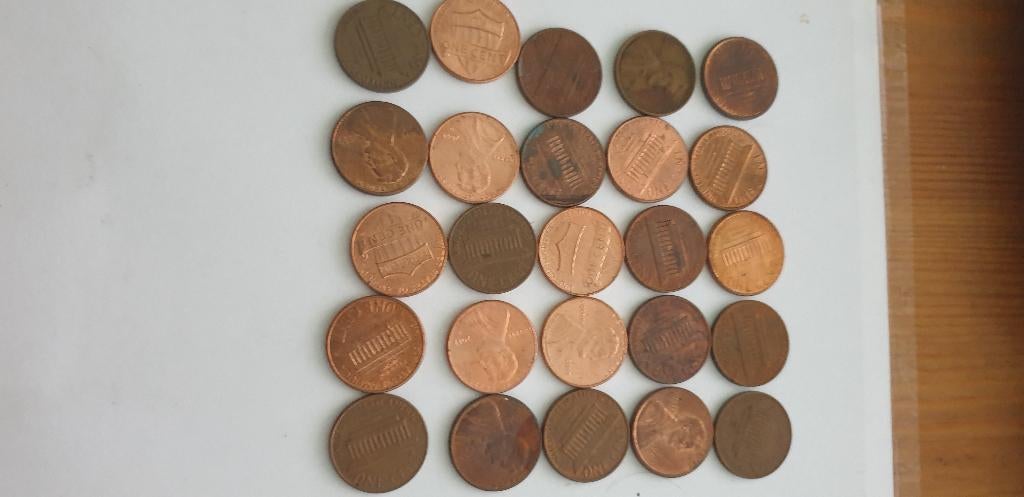 3205 usa 25 x 1 cent div jaartallen, Postzegels en Munten, Munten | Amerika, Verzenden, Noord-Amerika