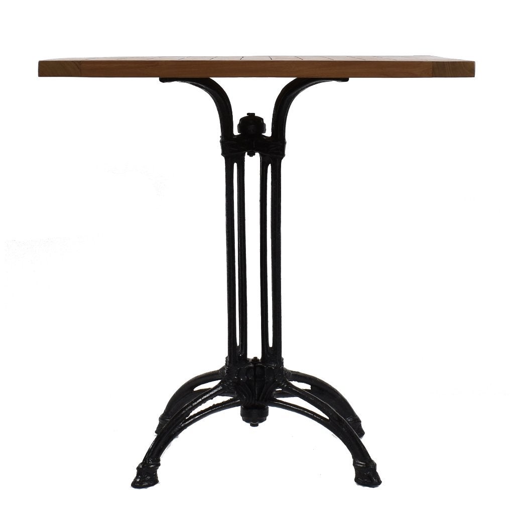 Terrastafel teak vierkant 70x70cm gietijzer 4-poot onderstel, Info@edvonline.nl, Inductorstraat 9b 3903 KA Veenendaal, Nieuw, Ophalen of Verzenden