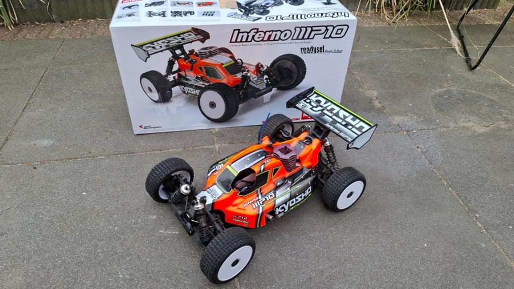 Kyosho Inferno MP10 nitro met zender, Gebruikt, Auto offroad, Ophalen of Verzenden, Nitro